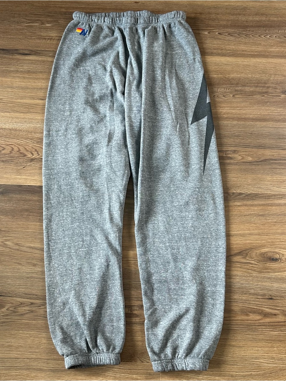 Aviator Nation Sweatpants XL Gray Black Bolt Logo Joggers Made in USA Beach Surf